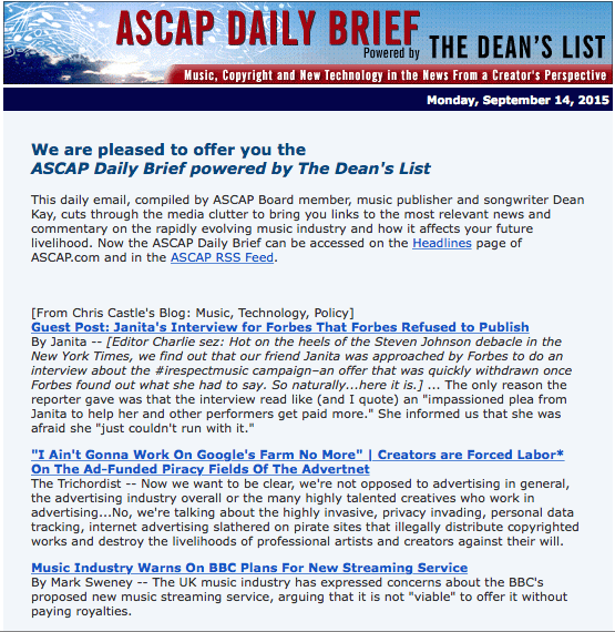 ASCAP Daily Brief