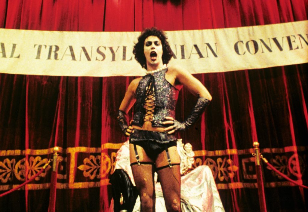 Tim Curry starring in The Rocky Horror Picture Show, 1975