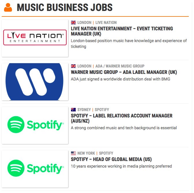 music industry job