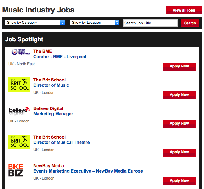 music industry job