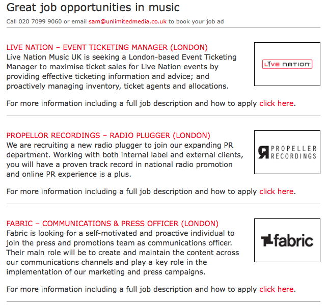 music industry job