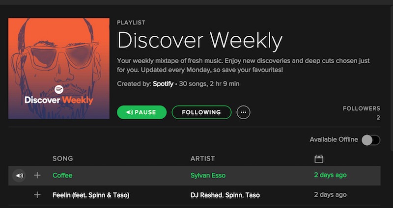 Spotify's Discover Weekly Playlist
