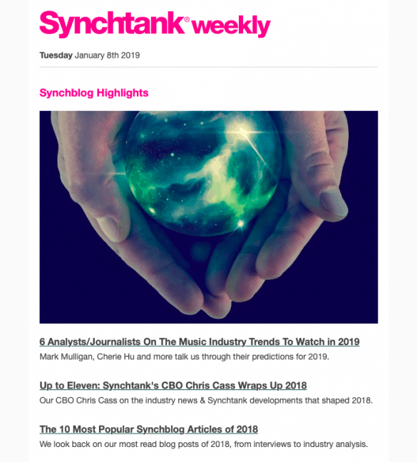 Synchtank newsletter